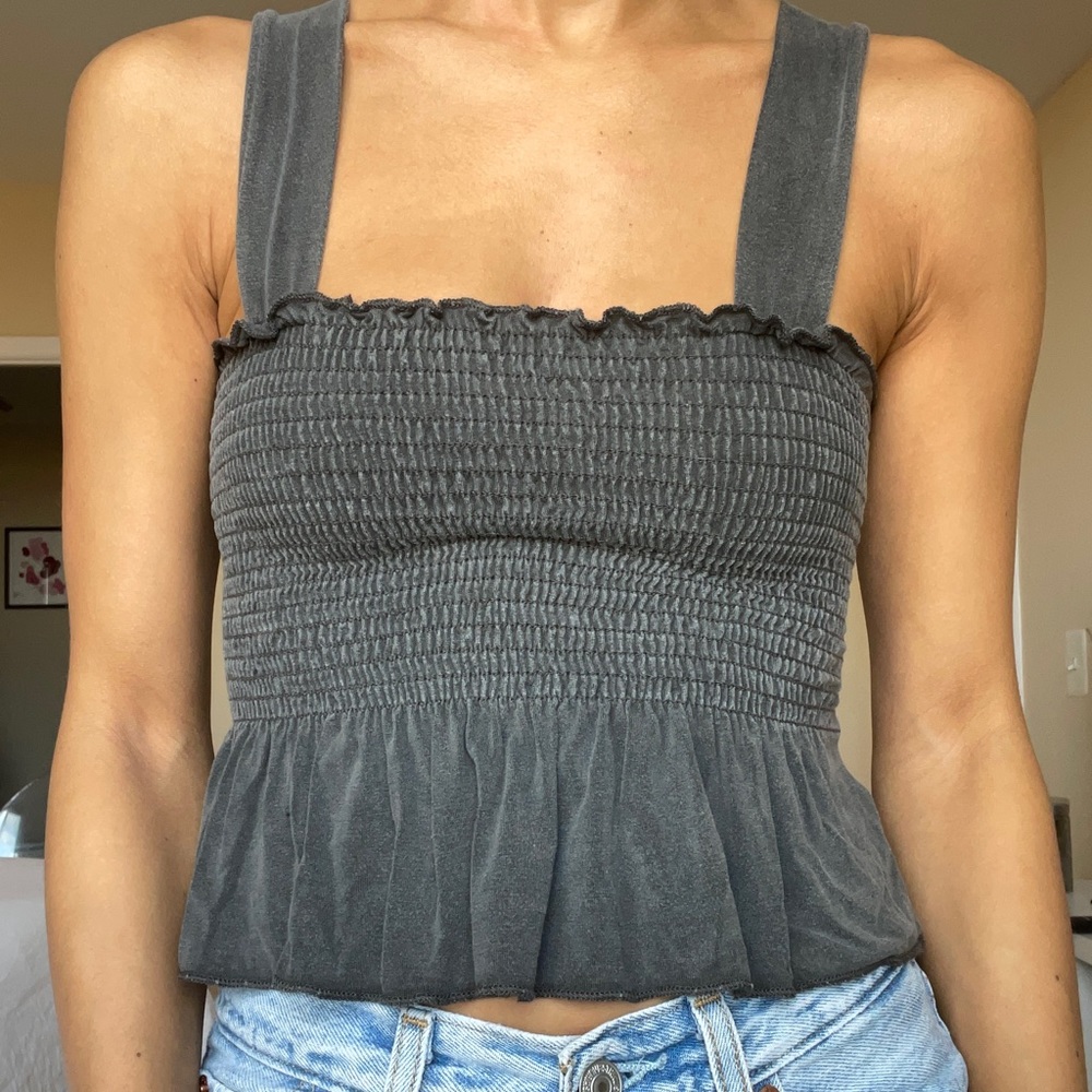 Urban Outfitters Gray Peplum Tank Top